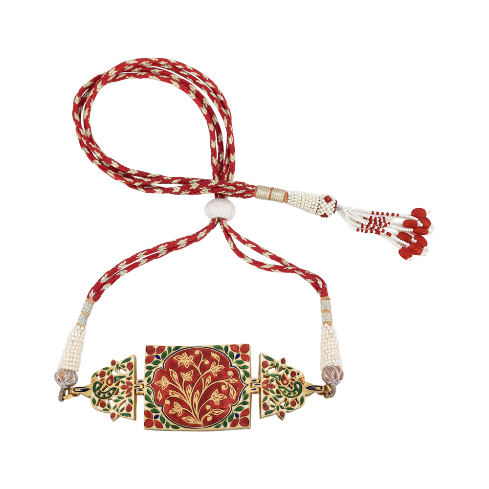 Regal Bajuband with Red-Green Talaf & Uncut Diamond Polki